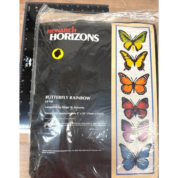 RARE Monarch Horizons Butterfly Rainbow Needlepoint Kit - Picture 2 of 3